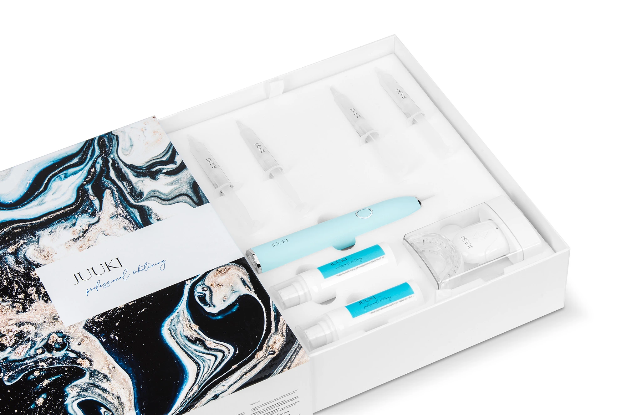 JUUKI HOME ZEN – kompletny domowy zestaw do wybielania zębów z PAP i lampą LED